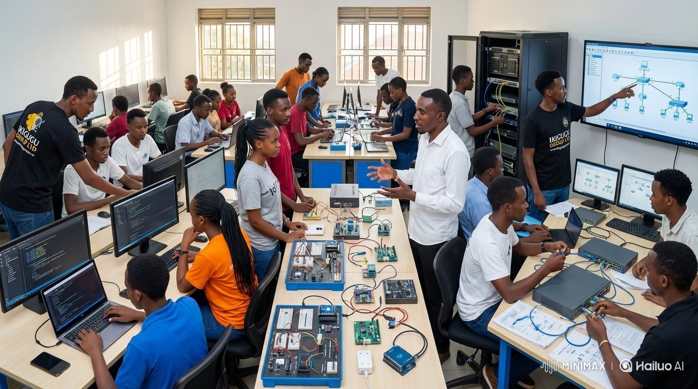 Students participating in internship programs at Ikigugu Group, gaining hands-on experience in technology and software development